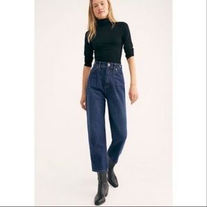 Free People Straight Leg Pleated Mom Jeans